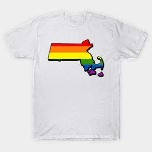 Rainbow Massachusetts Outline T-Shirt